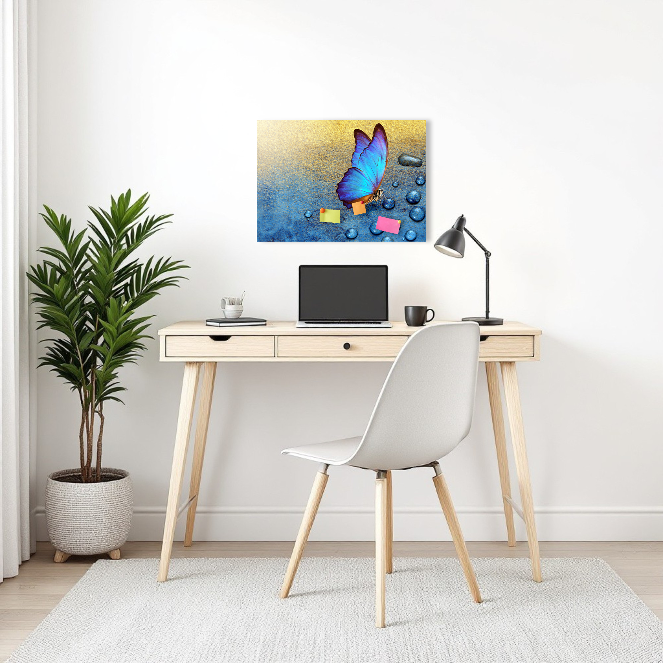 Magnetic Metal Board – Dry-Erase Wall Board & Strong Magnet Bulletin Board for Offices, Homes & Classrooms – Modern & Durable Wall Organizer : Tropical butterfly 2