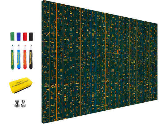 Concept Crystal ® 2-in-1 Magnetic Metal Whiteboard & Bulletin Board – Strong Magnet Board with Dry-Erase Surface for Notes, Schedules, & Photos – Ideal for Home & Office : Hieroglyphs 1
