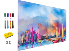 Magnetic Metal Board – Dry-Erase Wall Board & Strong Magnet Bulletin Board for Offices, Homes & Classrooms – Modern & Durable Wall Organizer : Impressionist seascape