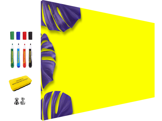 Concept Crystal ® 2-in-1 Magnetic Metal Whiteboard & Bulletin Board – Strong Magnet Board with Dry-Erase Surface for Notes, Schedules, & Photos – Ideal for Home & Office : Violet leaves 1