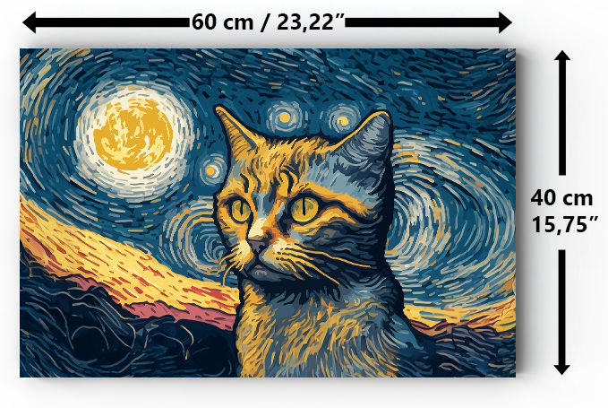 Magnetic Metal Board – Dry-Erase Wall Board & Strong Magnet Bulletin Board for Offices, Homes & Classrooms – Modern & Durable Wall Organizer : Van Gogh's Cat