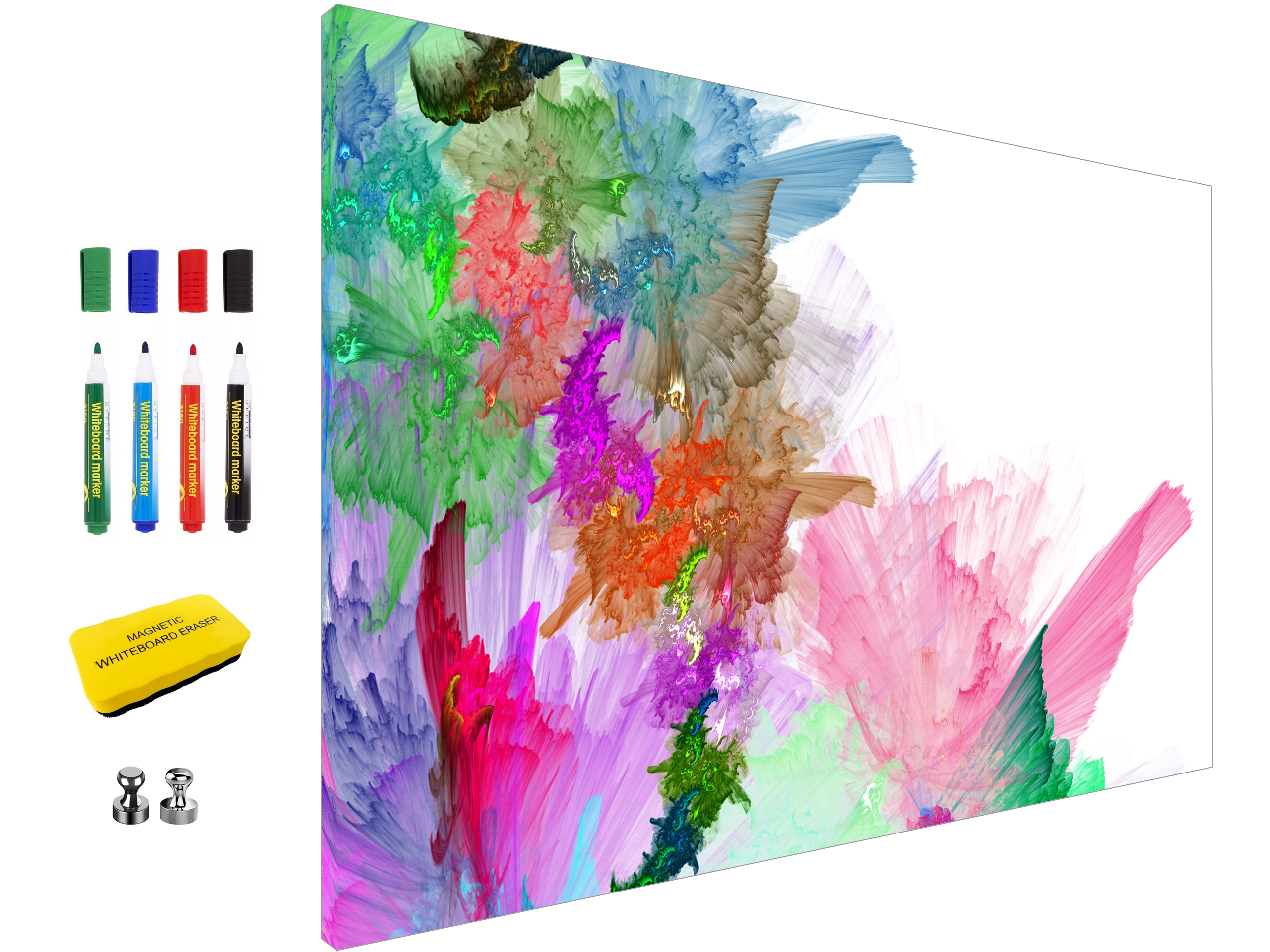 Magnetic Metal Board – Dry-Erase Wall Board & Strong Magnet Bulletin Board for Offices, Homes & Classrooms – Modern & Durable Wall Organizer : Colourful background