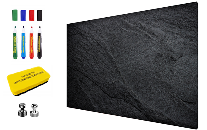 Magnetic Metal Board – Dry-Erase Wall Board & Strong Magnet Bulletin Board for Offices, Homes & Classrooms – Modern & Durable Wall Organizer : Dark granite