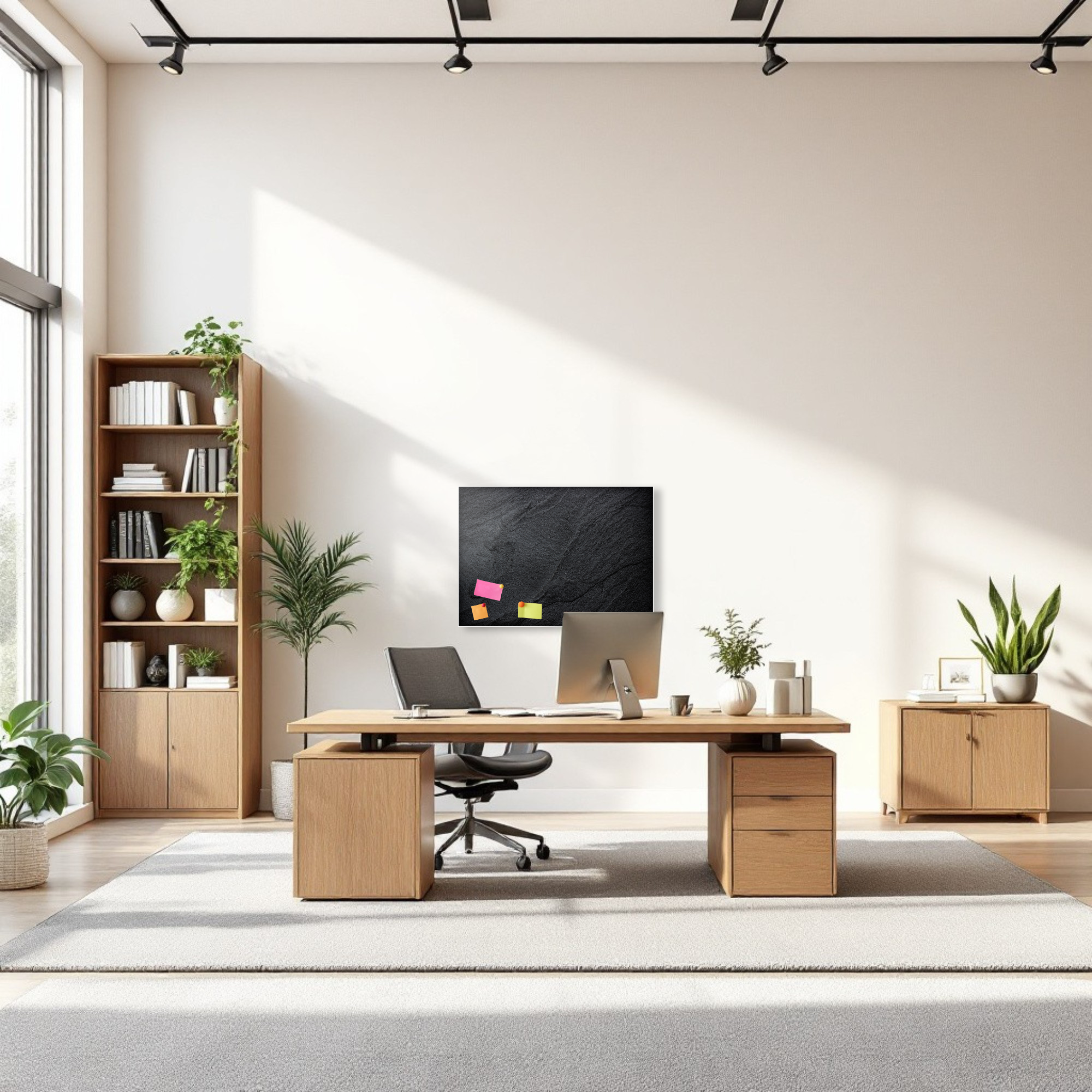 Magnetic Metal Board – Dry-Erase Wall Board & Strong Magnet Bulletin Board for Offices, Homes & Classrooms – Modern & Durable Wall Organizer : Dark granite