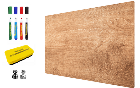 Magnetic Metal Board – Dry-Erase Wall Board & Strong Magnet Bulletin Board for Offices, Homes & Classrooms – Modern & Durable Wall Organizer : Light wood panel