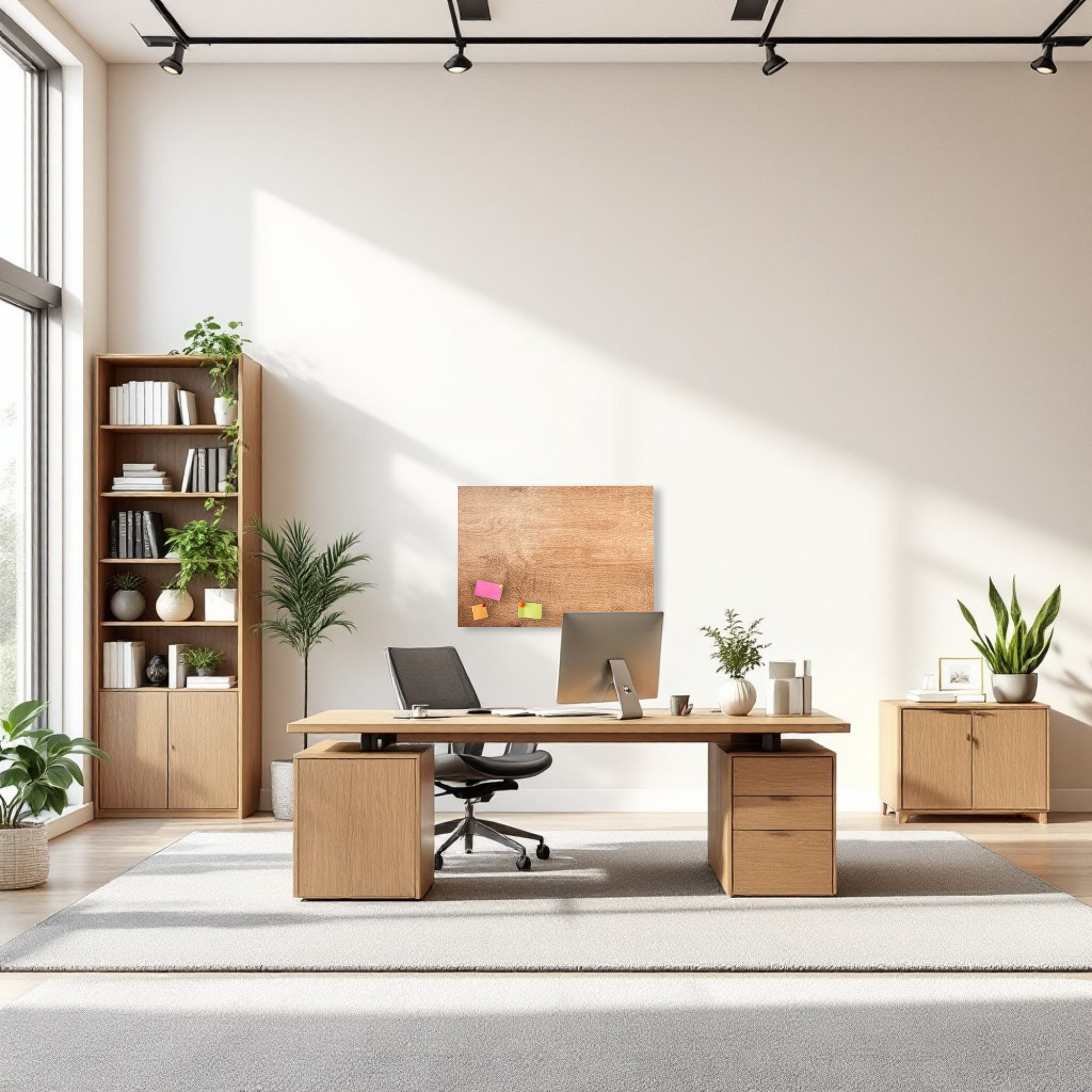 Magnetic Metal Board – Dry-Erase Wall Board & Strong Magnet Bulletin Board for Offices, Homes & Classrooms – Modern & Durable Wall Organizer : Light wood panel