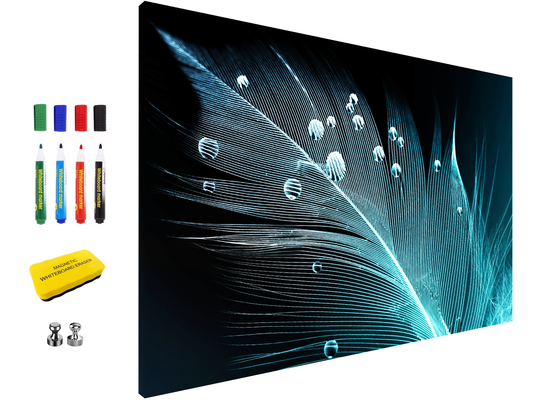 Magnetic Metal Board – Dry-Erase Wall Board & Strong Magnet Bulletin Board for Offices, Homes & Classrooms – Modern & Durable Wall Organizer : Feather water drops