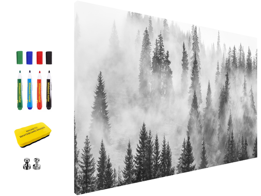 Magnetic Metal Board – Dry-Erase Wall Board & Strong Magnet Bulletin Board for Offices, Homes & Classrooms – Modern & Durable Wall Organizer : Foggy forest