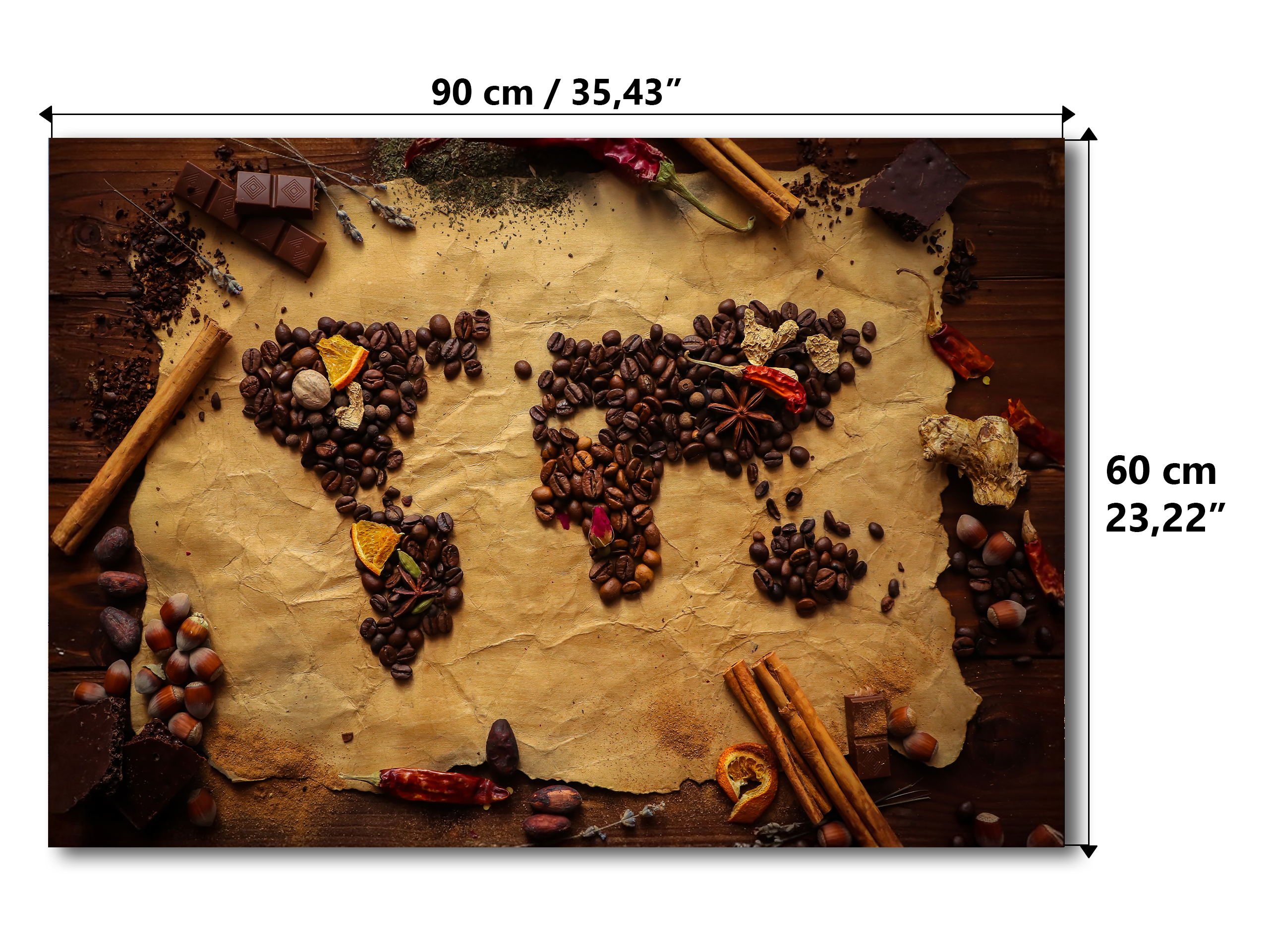 Magnetic Metal Board – Dry-Erase Wall Board & Strong Magnet Bulletin Board for Offices, Homes & Classrooms – Modern & Durable Wall Organizer : Coffee world map