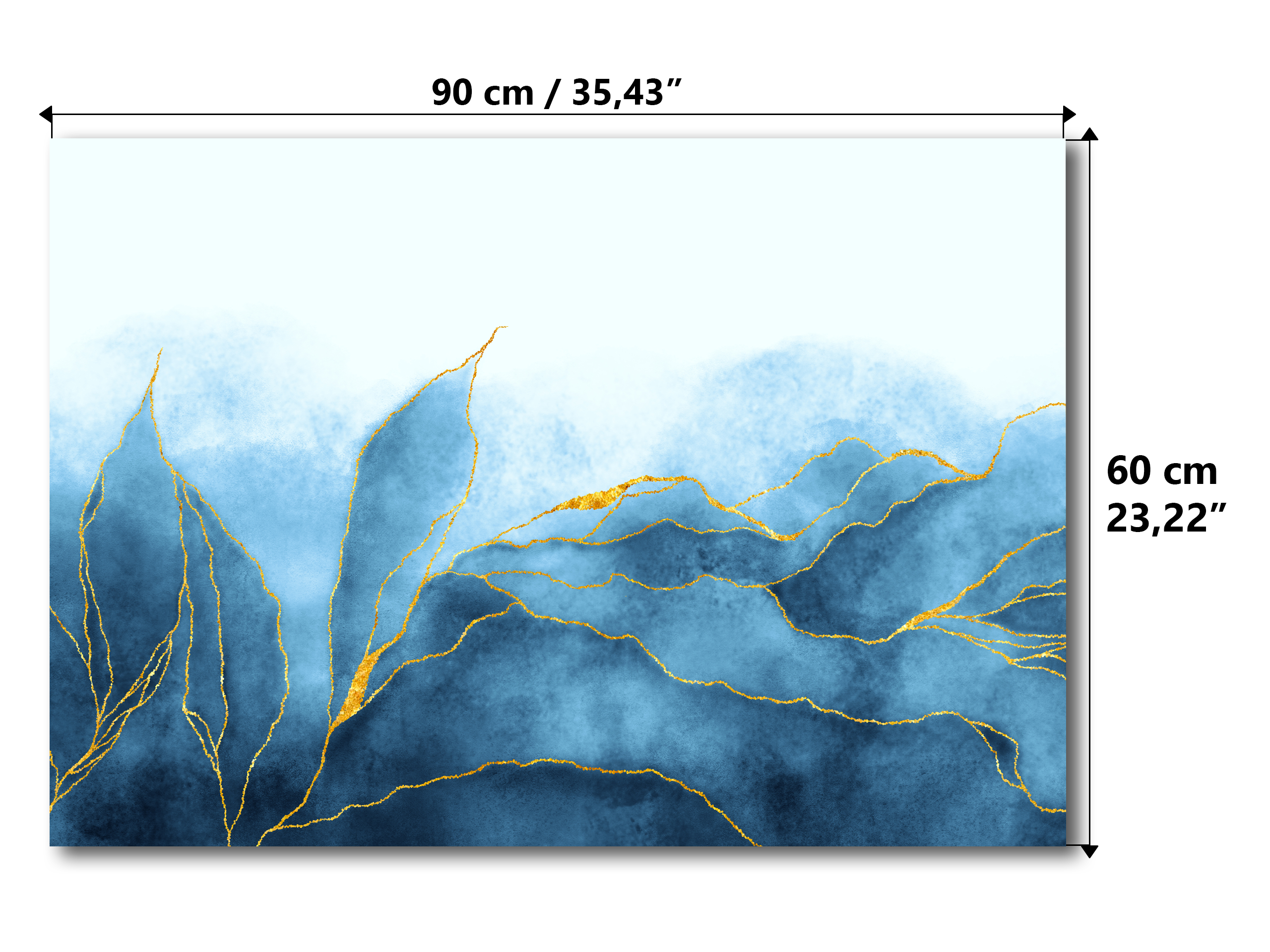 Magnetic Metal Board – Dry-Erase Wall Board & Strong Magnet Bulletin Board for Offices, Homes & Classrooms – Modern & Durable Wall Organizer : Blue marble leaves