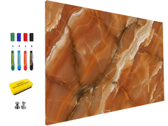 Concept Crystal ® Magnetic Metal Board – Dry-Erase Wall Board & Strong Magnet Bulletin Board for Offices, Homes & Classrooms – Modern & Durable Wall Organizer : Amber Marble