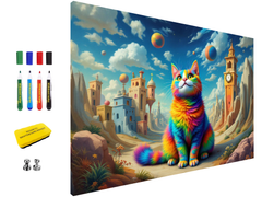 Magnetic Metal Board – Dry-Erase Wall Board & Strong Magnet Bulletin Board for Offices, Homes & Classrooms – Modern & Durable Wall Organizer : Colourful cat 1