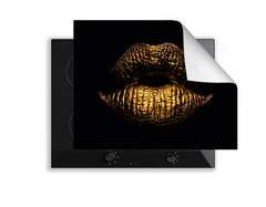 Induction Hob Cover Mat 60x52cm – 3mm Thick PVC Cooker Top Protector – Decorative Water?Resistant Hob Cover with Stylish Modern Designs for Induction & Electric Hobs: Golden Lips