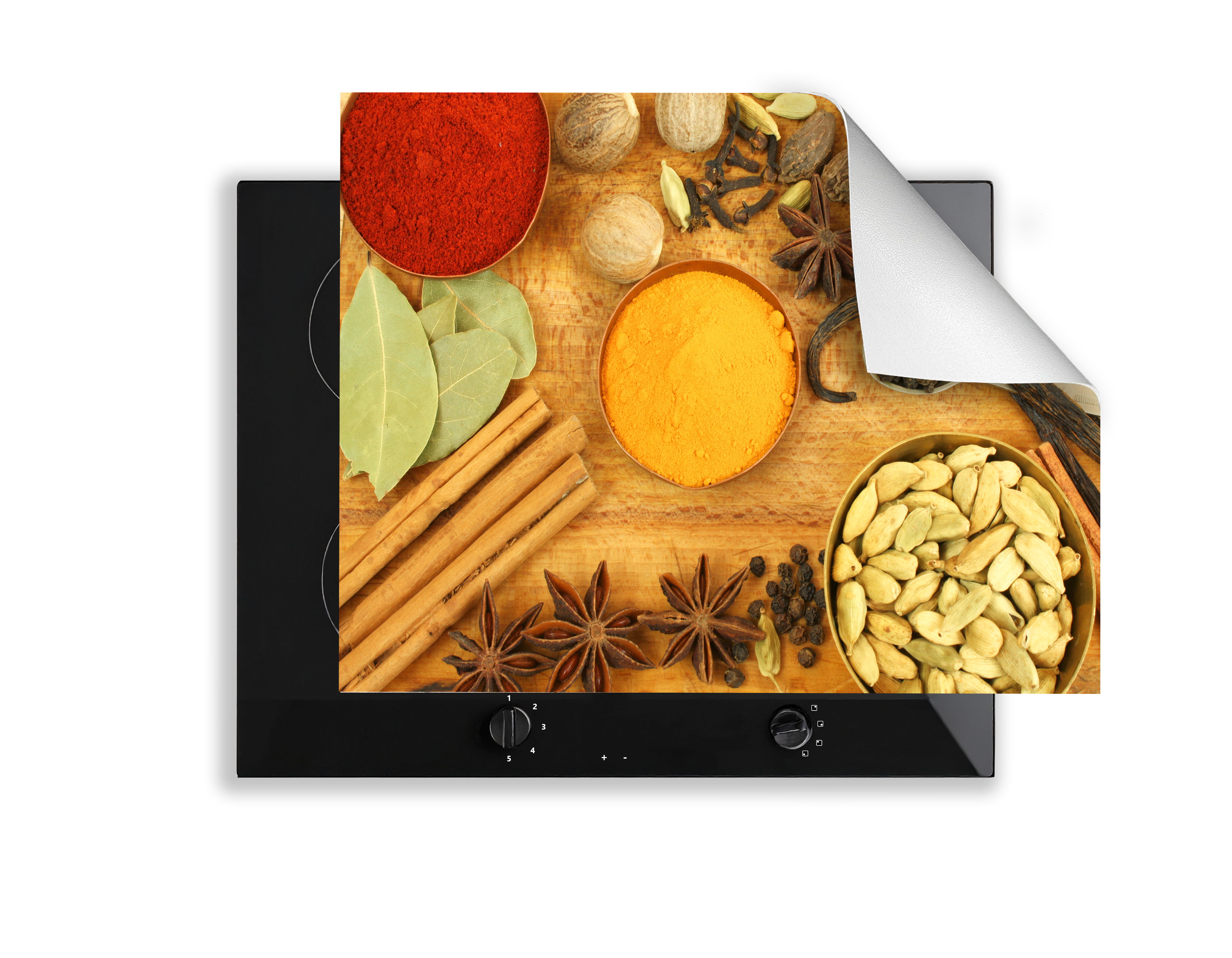 Induction Hob Cover Mat 60x52cm – 3mm Thick PVC Cooker Top Protector – Decorative Water?Resistant Hob Cover with Stylish Modern Designs for Induction & Electric Hobs: Spices