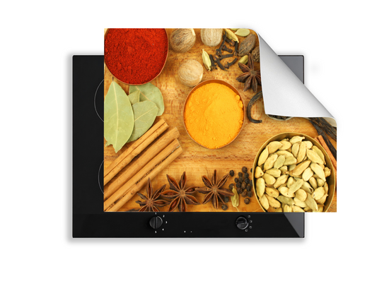 Induction Hob Cover Mat 60x52cm – 3mm Thick PVC Cooker Top Protector – Decorative Water?Resistant Hob Cover with Stylish Modern Designs for Induction & Electric Hobs: Spices