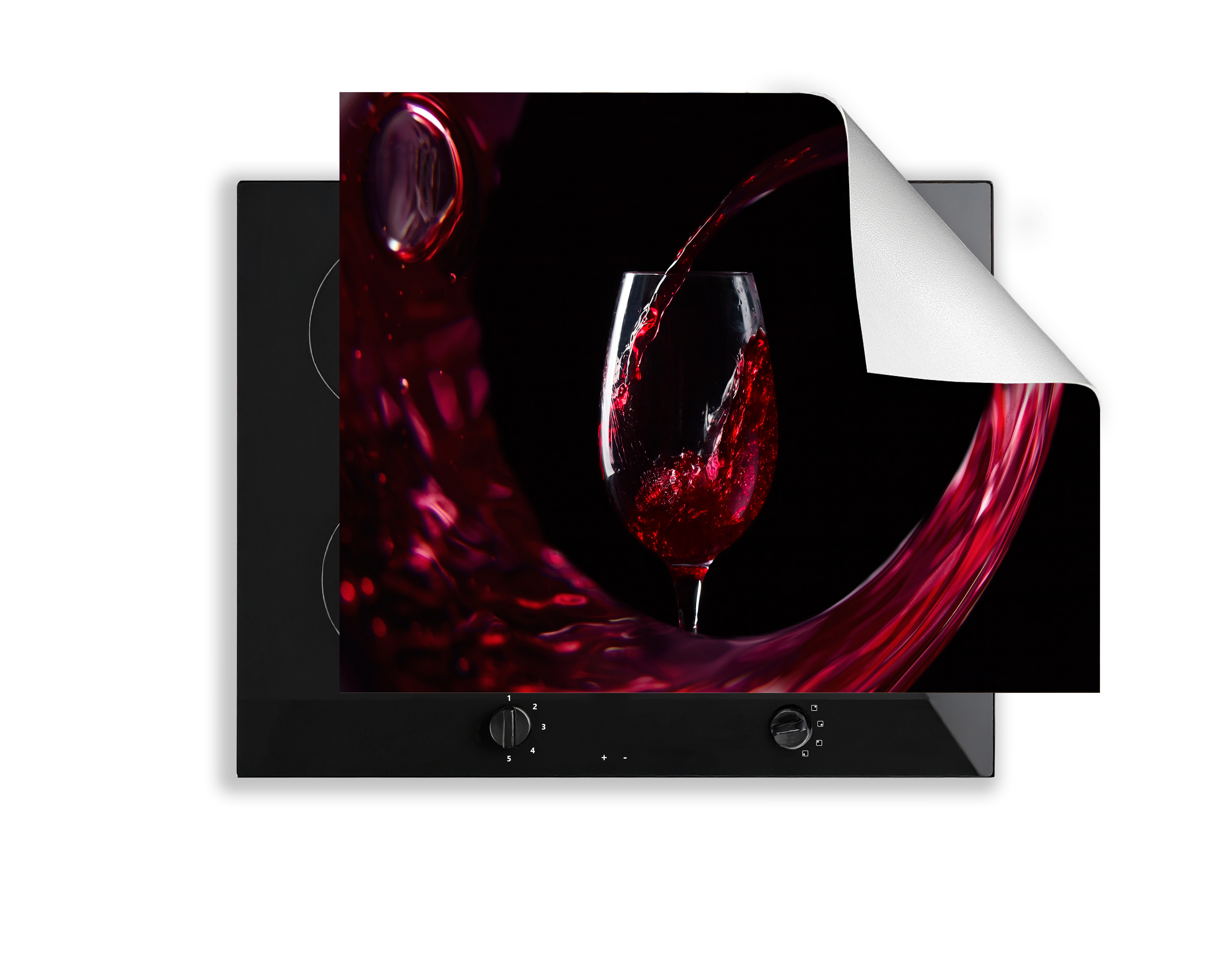 Induction Hob Cover Mat 60x52cm – 3mm Thick PVC Cooker Top Protector – Decorative Water?Resistant Hob Cover with Stylish Modern Designs for Induction & Electric Hobs: Red Wine