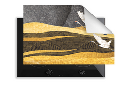 Concept Crystal Induction Hob Cover Mat 80x52cm – 3mm Thick PVC Cooker Top Protector – Decorative Water?Resistant Hob Cover with Modern Designs for Induction & Electric Hobs : Japanese Crane Birds