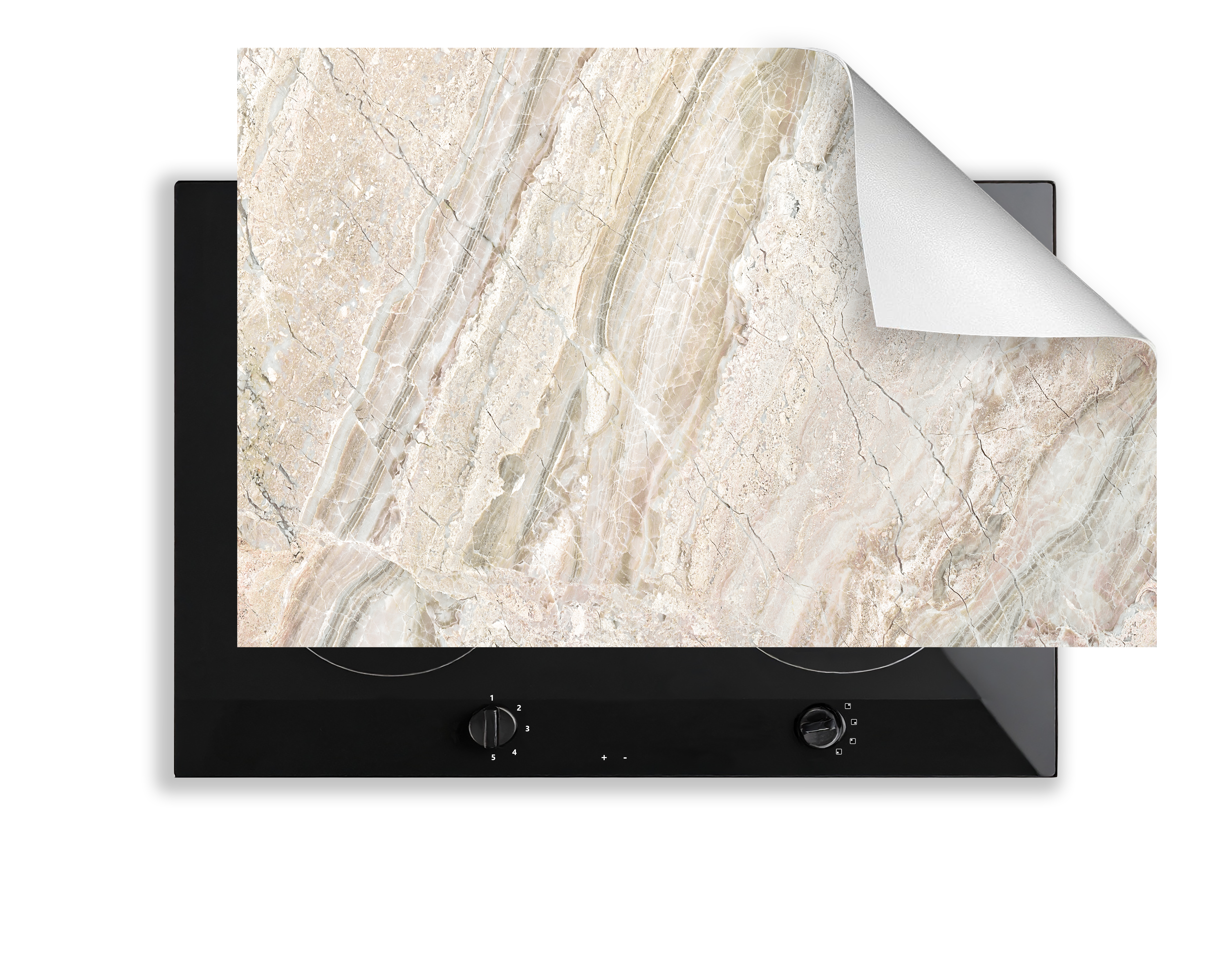 Concept Crystal Induction Hob Cover Mat 80x52cm – 3mm Thick PVC Cooker Top Protector – Decorative Water?Resistant Hob Cover with Modern Designs for Induction & Electric Hobs : Beige breccia marble