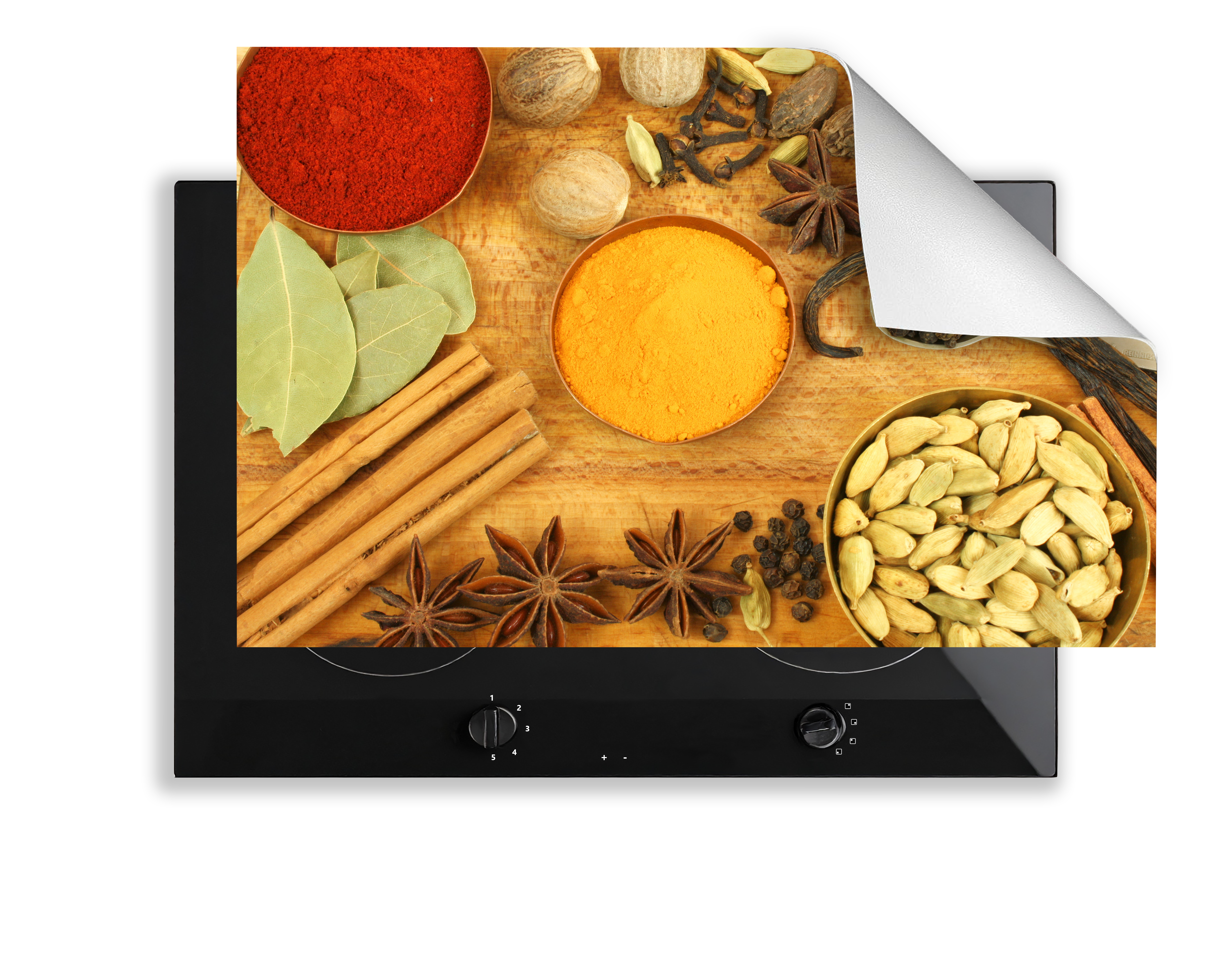Concept Crystal Induction Hob Cover Mat 80x52cm – 3mm Thick PVC Cooker Top Protector – Decorative Water?Resistant Hob Cover with Modern Designs for Induction & Electric Hobs : Spices