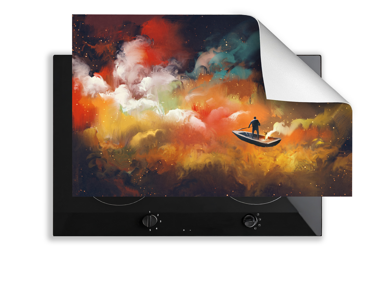 Concept Crystal Induction Hob Cover Mat 80x52cm – 3mm Thick PVC Cooker Top Protector – Decorative Water?Resistant Hob Cover with Modern Designs for Induction & Electric Hobs : Sailing through the Dreams