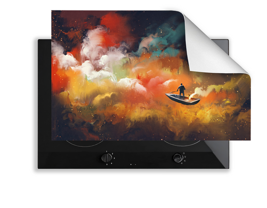 Concept Crystal Induction Hob Cover Mat 80x52cm – 3mm Thick PVC Cooker Top Protector – Decorative Water?Resistant Hob Cover with Modern Designs for Induction & Electric Hobs : Sailing through the Dreams