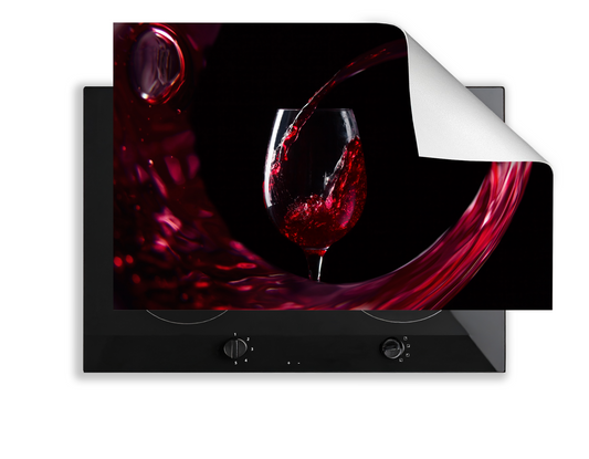 Concept Crystal Induction Hob Cover Mat 80x52cm – 3mm Thick PVC Cooker Top Protector – Decorative Water?Resistant Hob Cover with Modern Designs for Induction & Electric Hobs : Red Wine