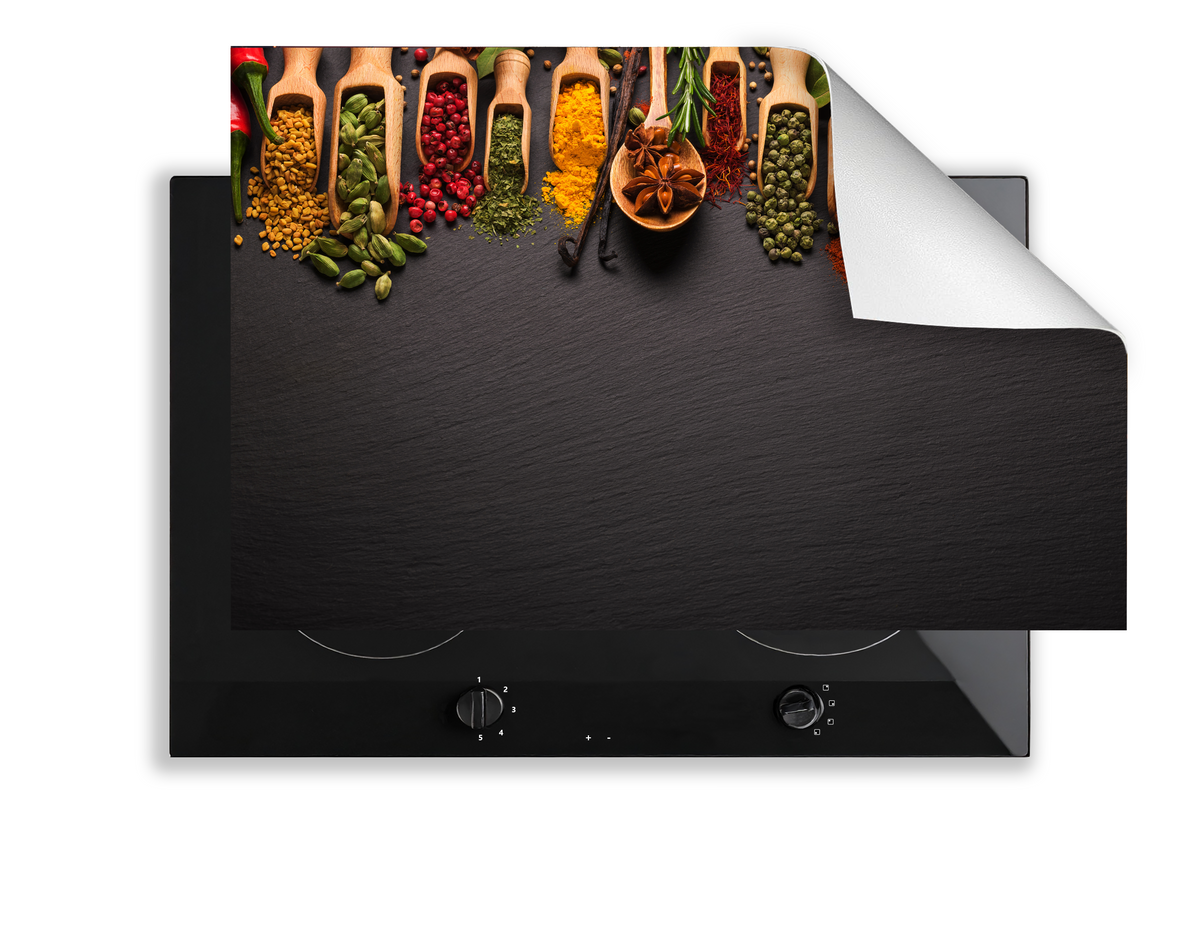 Concept Crystal Induction Hob Cover Mat 80x52cm – 3mm Thick PVC Cooker Top Protector – Decorative Water?Resistant Hob Cover with Modern Designs for Induction & Electric Hobs : Herbs and Spices