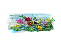 Contemporary glass kitchen panel - Wide format wall backsplash BBS30 w/wo magnetic properties : Art. Series : Bouquet of flowers 2