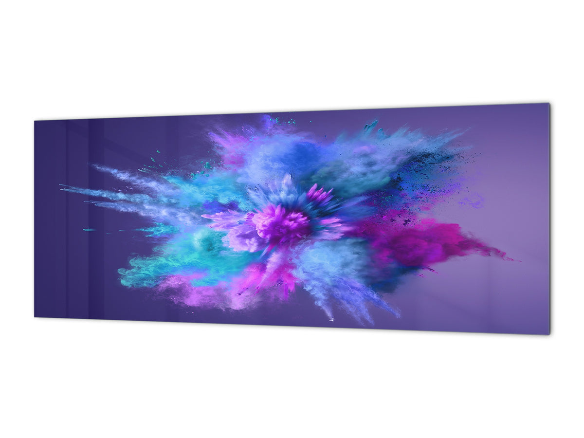 Contemporary glass kitchen panel - Wide format wall backsplash BBS30 w/wo magnetic properties : Art. Series : Colour explosion 1