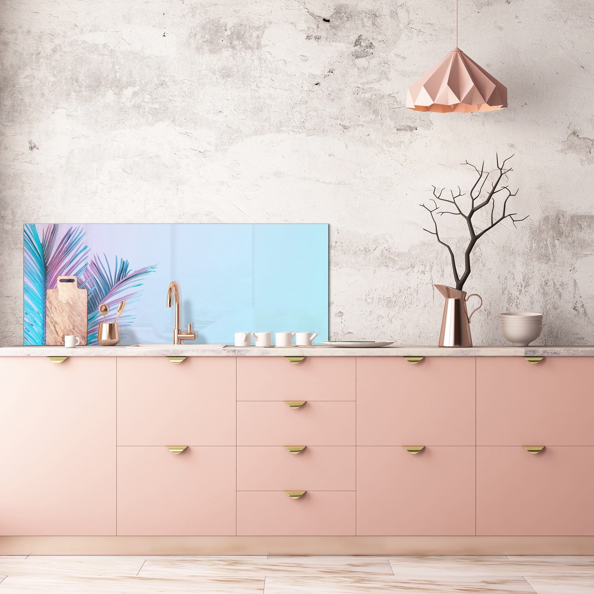 Design glass backsplash - Tempered Glass BBS29 splashback w/wo magnetic properties : Nature Series : Tropical leaves