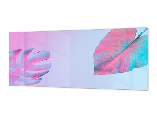Design glass backsplash - Tempered Glass BBS29 splashback w/wo magnetic properties : Nature Series : Monstera deliciosa 1