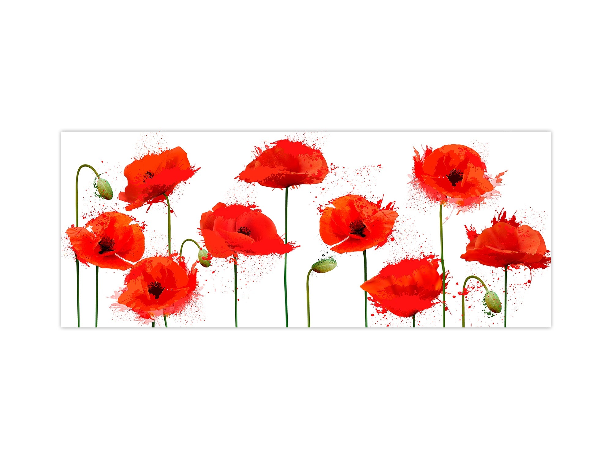Design glass backsplash - Tempered Glass BBS29 splashback w/wo magnetic properties : Nature Series : Poppy seed flowers