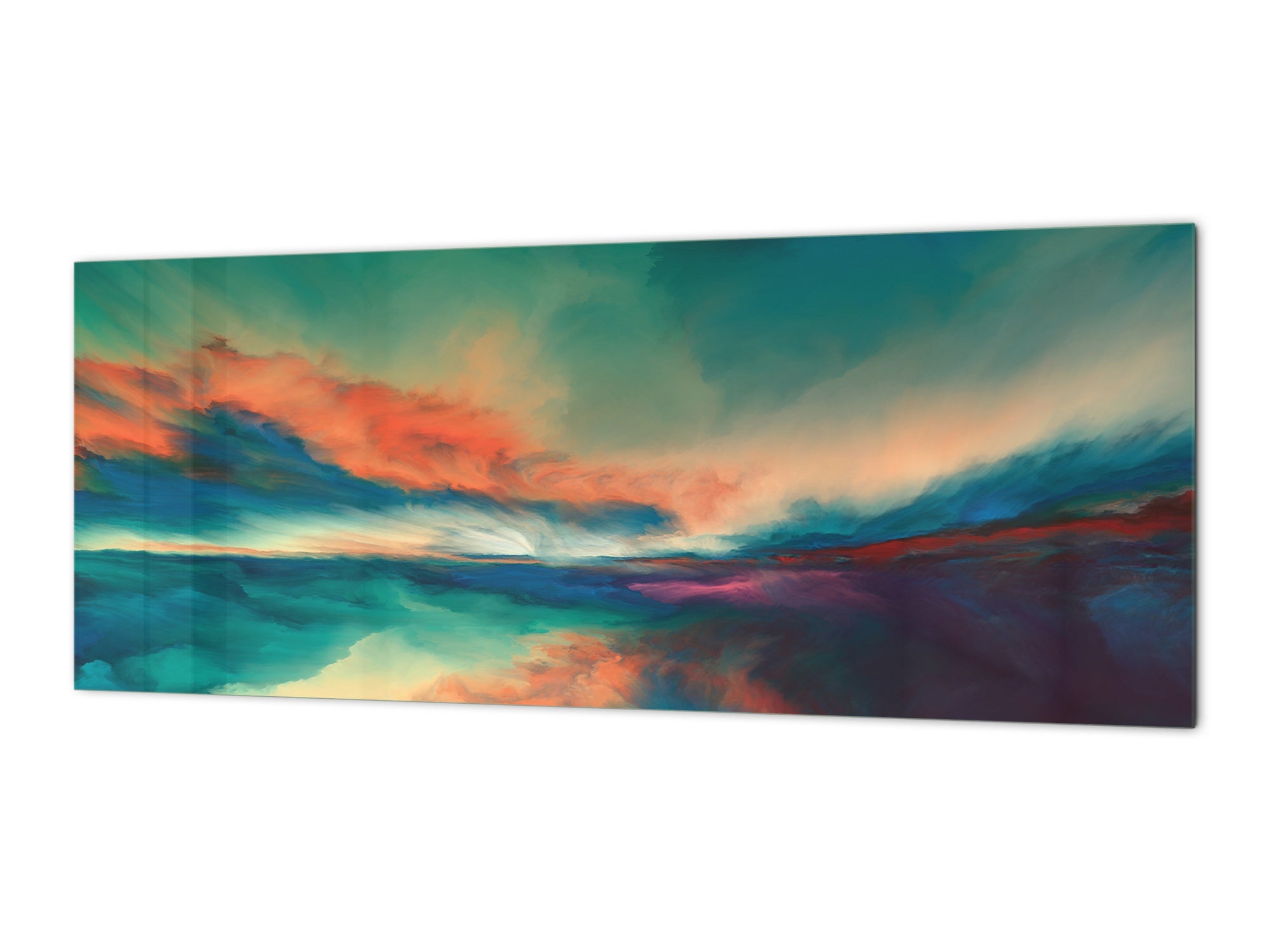 Contemporary glass kitchen panel - Wide format wall backsplash BBS30 w/wo magnetic properties : Art. Series : Colourful sunset