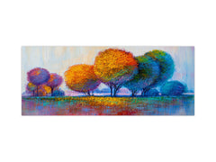 Contemporary glass kitchen panel - Wide format wall backsplash BBS30 w/wo magnetic properties : Art. Series : Colourful trees 1