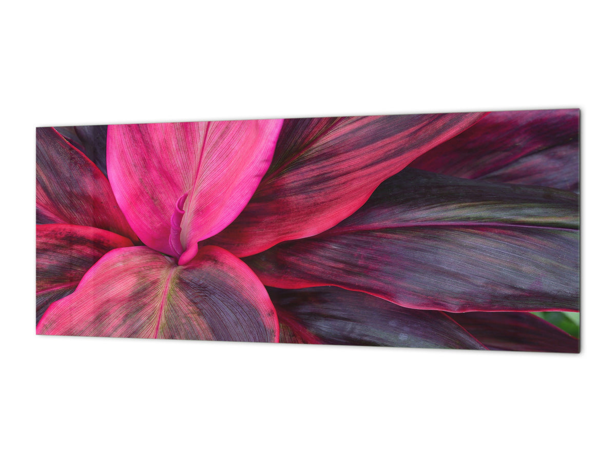 Design glass backsplash - Tempered Glass BBS29 splashback w/wo magnetic properties : Nature Series : Fluorescent leaves