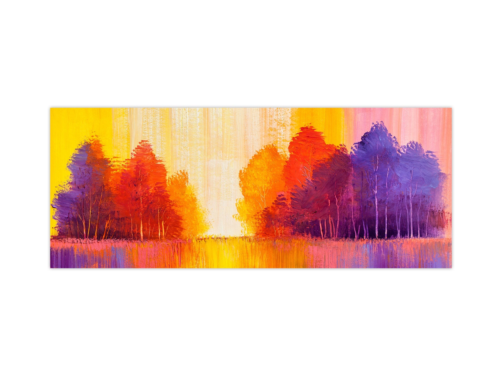 Contemporary glass kitchen panel - Wide format wall backsplash BBS30 w/wo magnetic properties : Art. Series : Colourful trees 2
