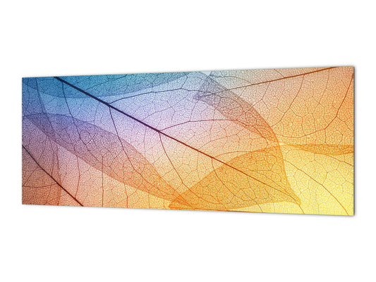 Design glass backsplash - Tempered Glass BBS29 splashback w/wo magnetic properties : Nature Series : Colourful transparent leaves