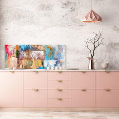Contemporary glass kitchen panel - Wide format wall backsplash BBS30 w/wo magnetic properties : Art. Series : Abstract art background 3