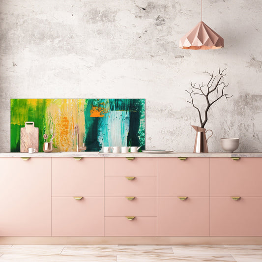 Contemporary glass kitchen panel - Wide format wall backsplash BBS30 w/wo magnetic properties : Art. Series : Abstract art background 4