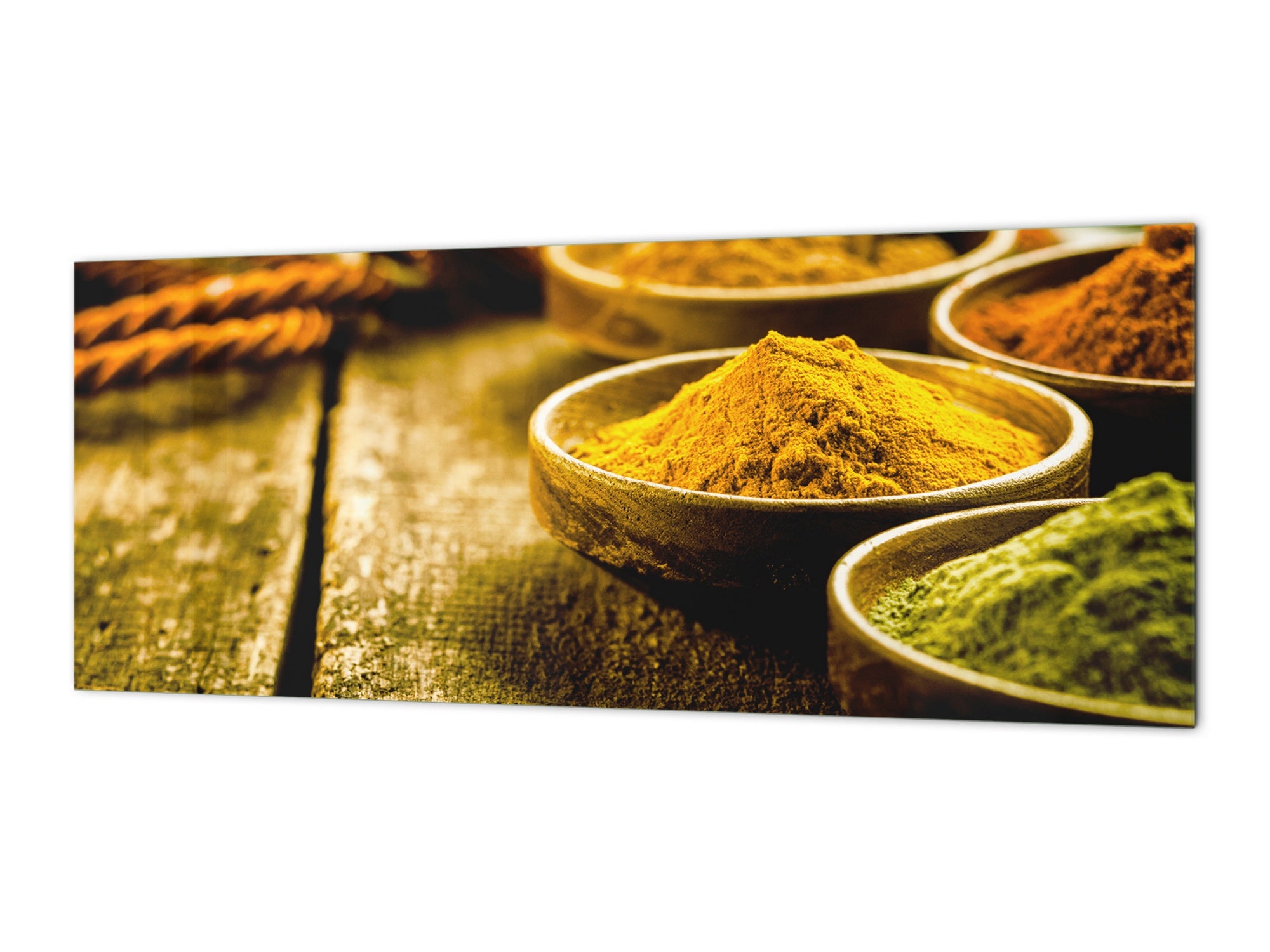 Toughened printed glass backsplash - Kitchen wall splashback BBS33 w/wo magnetic properties : Herbs and spices series : Curry powder