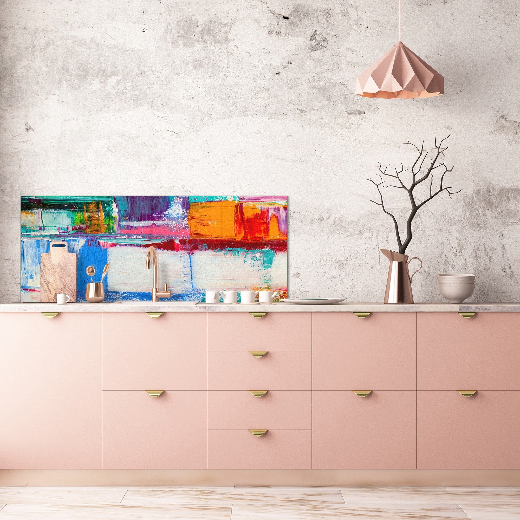 Contemporary glass kitchen panel - Wide format wall backsplash BBS30 w/wo magnetic properties : Art. Series : Abstract art background 5