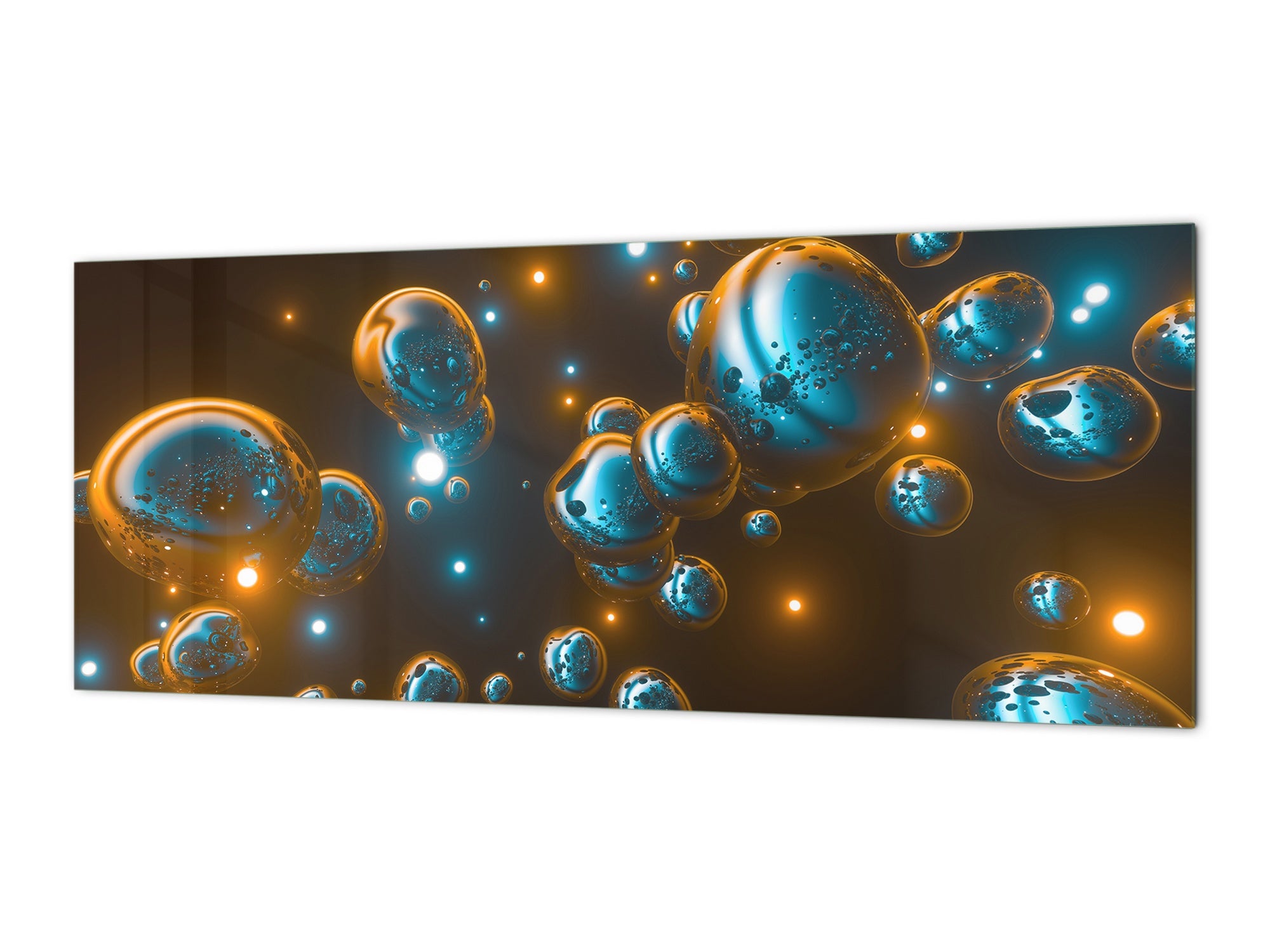 Stylish glass backsplash - Photo glass upstand BBS31 w/wo magnetic properties : Textures series : Holographic bubbles 2