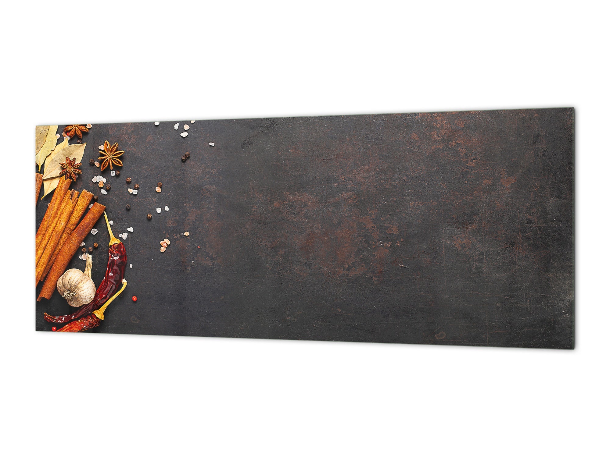 Toughened printed glass backsplash - Kitchen wall splashback BBS33 w/wo magnetic properties : Herbs and spices series : Cinnamon sticks