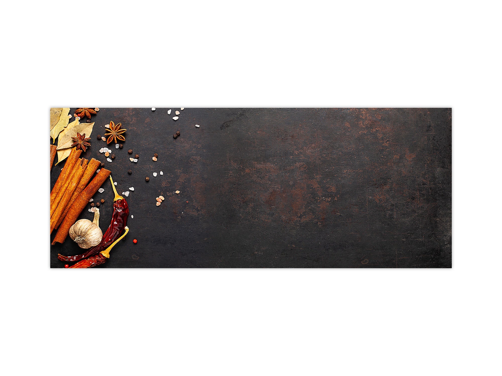 Toughened printed glass backsplash - Kitchen wall splashback BBS33 w/wo magnetic properties : Herbs and spices series : Cinnamon sticks