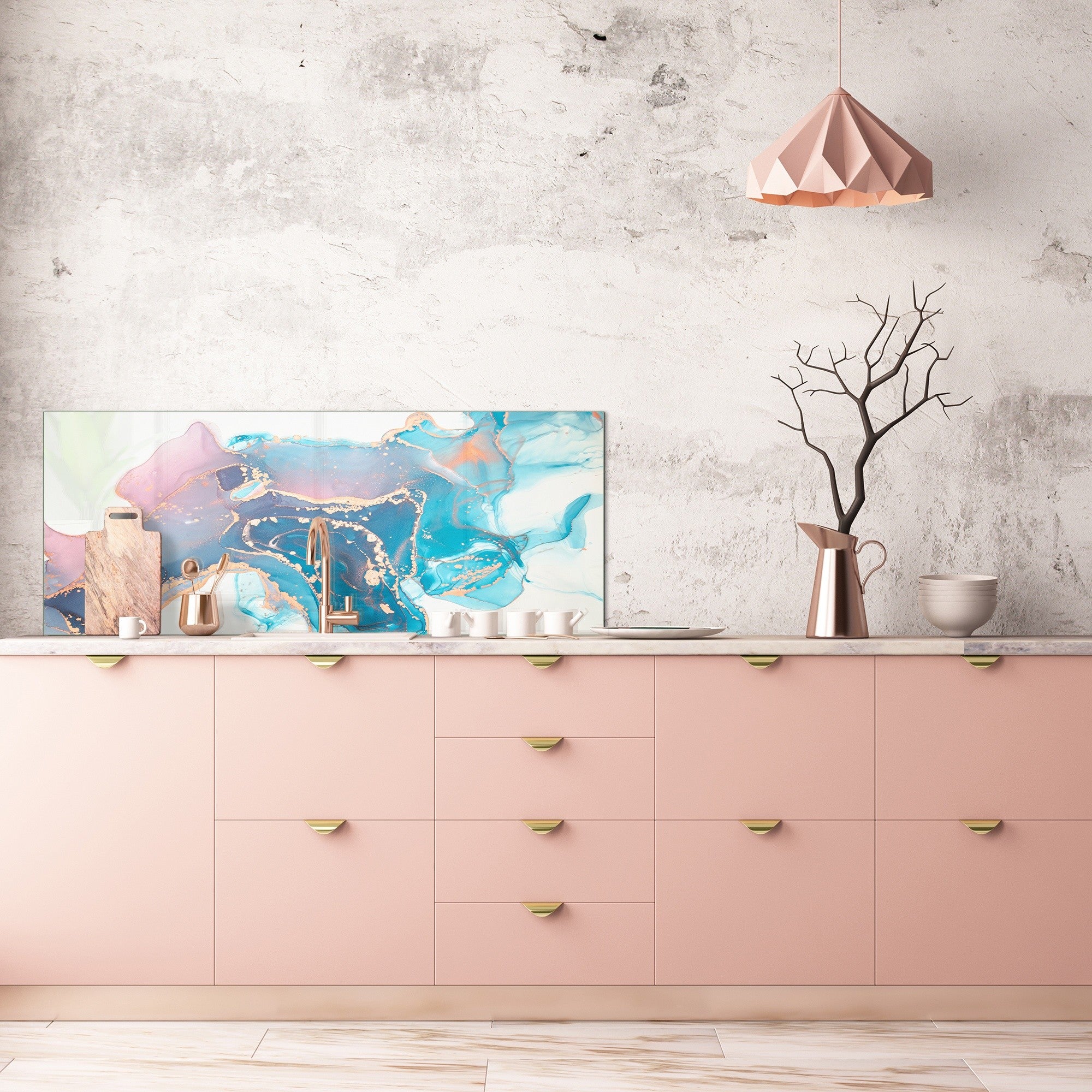 Contemporary glass kitchen panel - Wide format wall backsplash BBS30 w/wo magnetic properties : Art. Series : Liquid colours 2