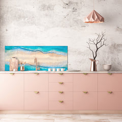 Contemporary glass kitchen panel - Wide format wall backsplash BBS30 w/wo magnetic properties : Art. Series : Beaches of Zanzibar