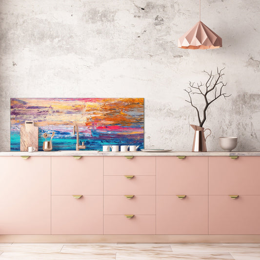 Contemporary glass kitchen panel - Wide format wall backsplash BBS30 w/wo magnetic properties : Art. Series : Abstract art background 7