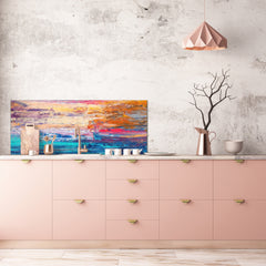 Contemporary glass kitchen panel - Wide format wall backsplash BBS30 w/wo magnetic properties : Art. Series : Abstract art background 7