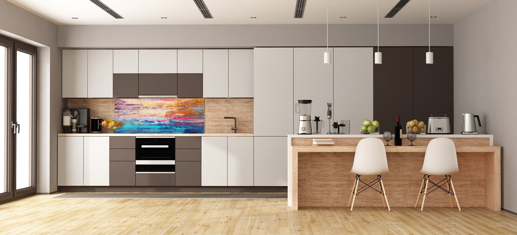 Contemporary glass kitchen panel - Wide format wall backsplash BBS30 w/wo magnetic properties : Art. Series : Abstract art background 7