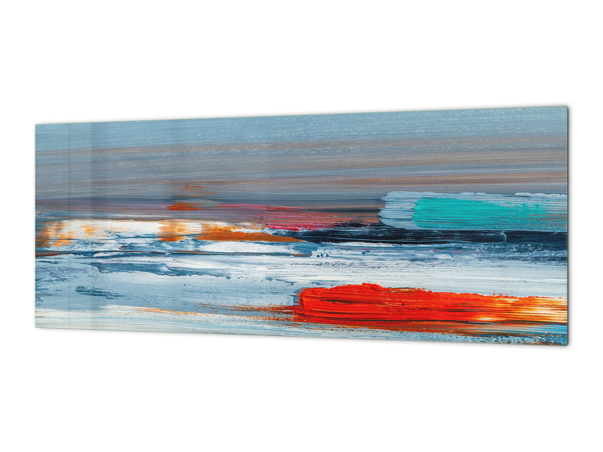 Contemporary glass kitchen panel - Wide format wall backsplash BBS30 Art Series : Abstract art oil painting